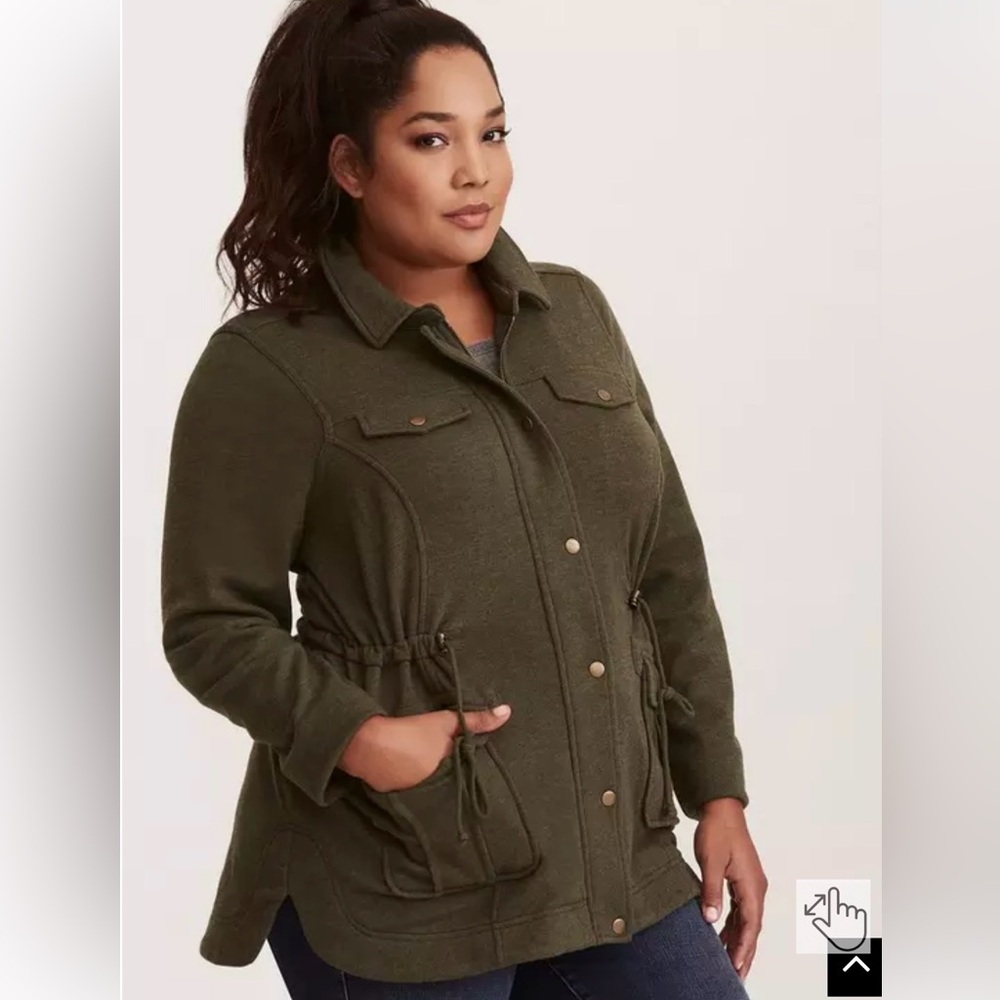 French Terry Knit Utility Shirt Jacket